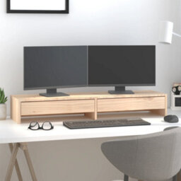 Walplus Monitor Stand 100X27X15 Cm Solid Wood Pine - thumbnail 1
