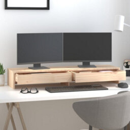 Walplus Monitor Stand 100X27X15 Cm Solid Wood Pine - thumbnail 3