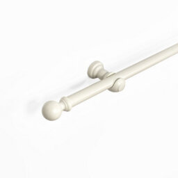 Lister Cartwright 28 mm Eyelet Wooden Curtain Pole Set Fixed Length  (Linen White Traditional Ball, 120 Cm)