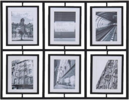 Deenz Sleek Black Metal 6 Picture Modern Contemporary Photo 6X4 '' Frame Display Multi Aperture Design Cherished Memories - thumbnail 1