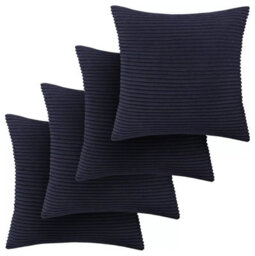 Ameha Navy Stripe Velvet Cushion Cover 18X18 Inch, Set Of 4 Soft, Breathable & Hypoallergenic With Invisible Zip - thumbnail 3