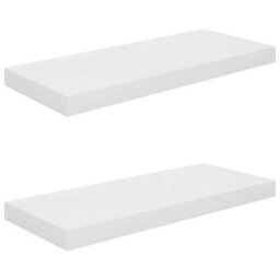 Berkfield Floating Wall Shelves 2 Pcs High Gloss White 60X23.5X3.8 Cm Mdf - thumbnail 2