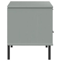 Berkfield Tv Cabinet With Metal Legs Grey Solid Wood Pine Oslo - thumbnail 6