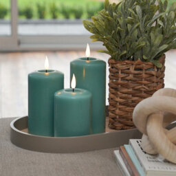 Festive Lights Ember™ Battery Signature Sage Green Candle, Trio - thumbnail 4