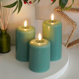 Festive Lights Ember™ Battery Signature Sage Green Candle, Trio - thumbnail 6