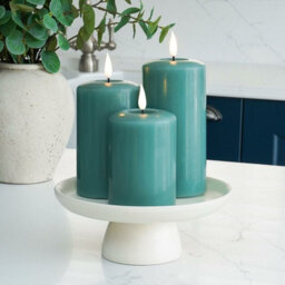 Festive Lights Ember™ Battery Signature Sage Green Candle, Trio - thumbnail 1