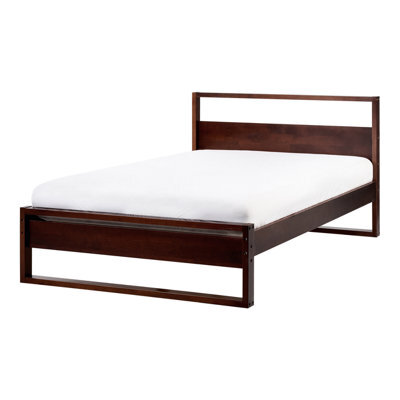 Beliani Bed Pine Wood Giulia 120 X 200 Cm (Eu Small Double) Dark Brown - image 1