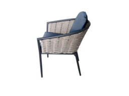 Sh&g Bolingbroke 2 Seat Bistro Set - 3 Piece Round Table & Chairs - Aluminium & Grey Rattan With Grey Cushions - Indoor & Outdoor - thumbnail 9