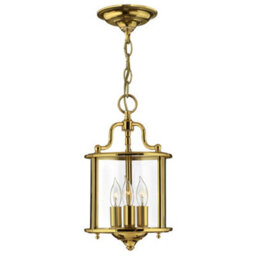 Luminosa Lighting Elstead Gentry 3 Light Small Ceiling Lantern Pendant Polished Brass, E14 - thumbnail 1