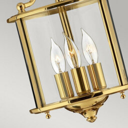 Luminosa Lighting Elstead Gentry 3 Light Small Ceiling Lantern Pendant Polished Brass, E14 - thumbnail 4