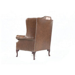 Chesterfield High Back Wing Chair Antique Tan Real Leather Bespoke In Mallory Style - thumbnail 8