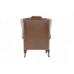 Chesterfield High Back Wing Chair Antique Tan Real Leather Bespoke In Mallory Style - thumbnail 9