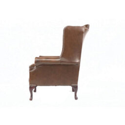 Chesterfield High Back Wing Chair Antique Tan Real Leather Bespoke In Mallory Style - thumbnail 6