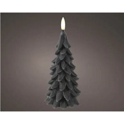 Kaemingk Led Wick Candle Wax Tree Steady Flame Indoor Decoration Black  - D.8Cm H.19.5Cm - image 1