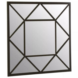 Orsina Black Metal Frame Wall Mirror, Geometric Square Industrial Mirror For Living Room Or Hallway, Wall Décor - thumbnail 2