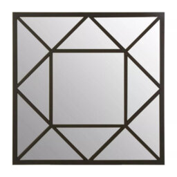 Orsina Black Metal Frame Wall Mirror, Geometric Square Industrial Mirror For Living Room Or Hallway, Wall Décor