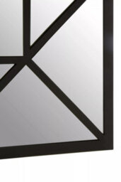 Orsina Black Metal Frame Wall Mirror, Geometric Square Industrial Mirror For Living Room Or Hallway, Wall Décor - thumbnail 5