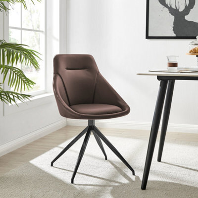 Bravich Lisbon Faux Leather Swivel Brown Dining Chair - image 1