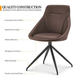 Bravich Lisbon Faux Leather Swivel Brown Dining Chair - thumbnail 8