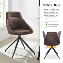 Bravich Lisbon Faux Leather Swivel Brown Dining Chair - thumbnail 2