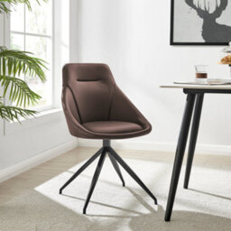 Bravich Lisbon Faux Leather Swivel Brown Dining Chair