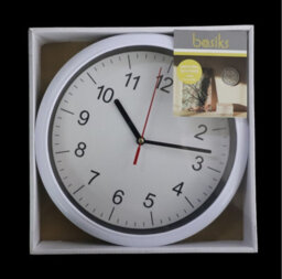 White Round Quartz Wall Clock Battery Operated 24Cm Office Minimalistic Clock - thumbnail 2