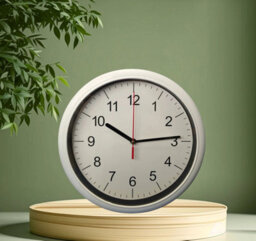 White Round Quartz Wall Clock Battery Operated 24Cm Office Minimalistic Clock