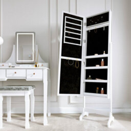 CARME Home Savannah X Renee White Led Mirror Dressing Table And Mirror Jewellery Cabinet Set - thumbnail 3