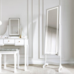 CARME Home Savannah X Renee White Led Mirror Dressing Table And Mirror Jewellery Cabinet Set - thumbnail 7