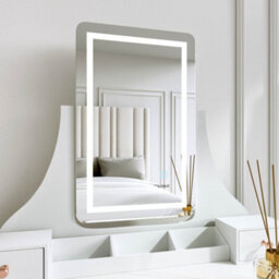 CARME Home Savannah X Renee White Led Mirror Dressing Table And Mirror Jewellery Cabinet Set - thumbnail 4