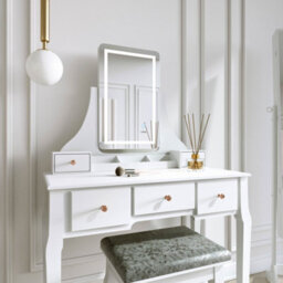 CARME Home Savannah X Renee White Led Mirror Dressing Table And Mirror Jewellery Cabinet Set - thumbnail 5
