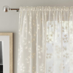 "Tyrone Textiles Delila Cream Leaf Print Voile Panel - Pair 140 X 229Cm (55X90"")" - thumbnail 2
