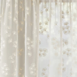 "Tyrone Textiles Delila Cream Leaf Print Voile Panel - Pair 140 X 229Cm (55X90"")" - thumbnail 3
