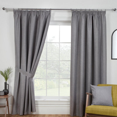"Sundour Eclipse Blackout Pencil Pleat Curtains Grey 66X72""" - image 1