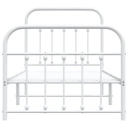 Berkfield Metal Bed Frame With Headboard And Footboard White 90X200 Cm - thumbnail 6