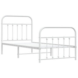 Berkfield Metal Bed Frame With Headboard And Footboard White 90X200 Cm - thumbnail 5