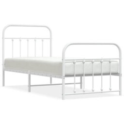 Berkfield Metal Bed Frame With Headboard And Footboard White 90X200 Cm - thumbnail 2