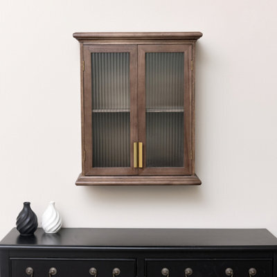 Melody Maison Wooden Reeded Glass Wall Cabinet - image 1