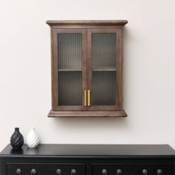 Melody Maison Wooden Reeded Glass Wall Cabinet - thumbnail 1