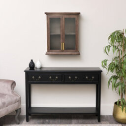 Melody Maison Wooden Reeded Glass Wall Cabinet - thumbnail 3