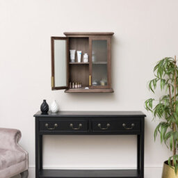 Melody Maison Wooden Reeded Glass Wall Cabinet - thumbnail 4