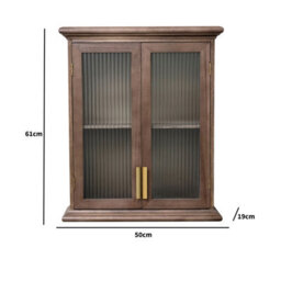 Melody Maison Wooden Reeded Glass Wall Cabinet - thumbnail 9