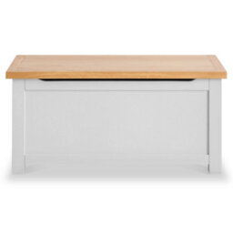 Farro Grey Ottoman Blanket Box - Painted With Oak Top - Fully Assembled By Roseland Furniture - thumbnail 3