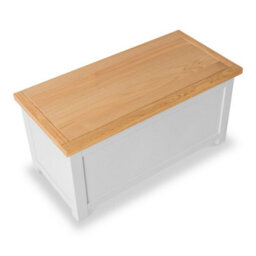 Farro Grey Ottoman Blanket Box - Painted With Oak Top - Fully Assembled By Roseland Furniture - thumbnail 6