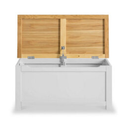 Farro Grey Ottoman Blanket Box - Painted With Oak Top - Fully Assembled By Roseland Furniture - thumbnail 5