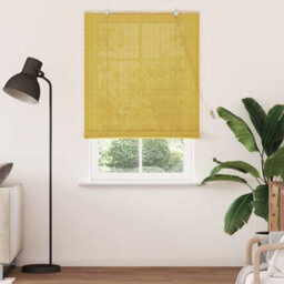 Berkfield Window Blinds & Shades With Curtains Manual Yellow Bamboo - thumbnail 3