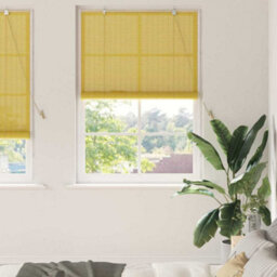 Berkfield Window Blinds & Shades With Curtains Manual Yellow Bamboo