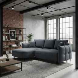 Sycylia Modern Corner Sofa Bed With Sleeping Function Pine Wood Frame Chipboard Structure 244X165Cm Grey Left