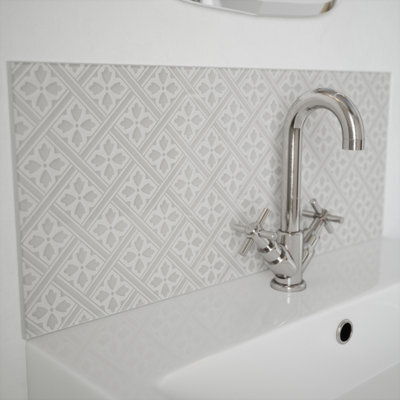 Laura Ashley Matt Slate White Mr Jones Glass Self-Adhesive Bathroom Splashback (H)25Cm (W)60Cm - image 1