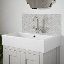 Laura Ashley Matt Slate White Mr Jones Glass Self-Adhesive Bathroom Splashback (H)25Cm (W)60Cm - thumbnail 3